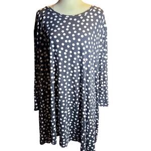 Jessica London Black & White Polka Dot Rayon Tunic Top, Plus Size 42/44, 6XL